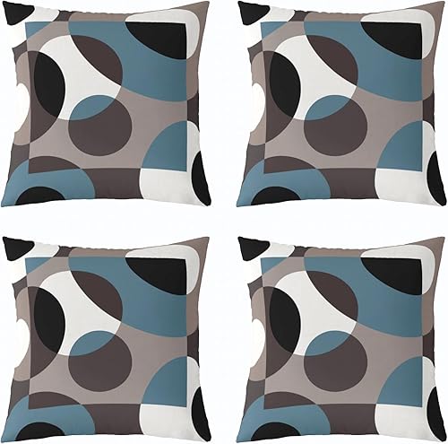 Miniatura 7 de Paquete de 4 fundas de almohada de arte turquesa degradado, fundas de almohada modernas retro con círculo, geometría circular, fundas de cojín