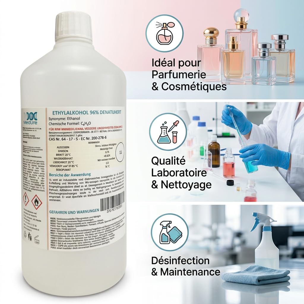Alcool Etilico Denaturato 96% 1L Profumo Pulizia Sgrassaggio Sterilizzazione