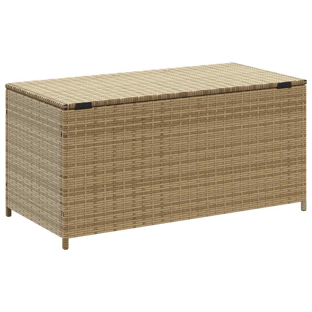 Baule da giardino beige, 190 l, in polyrattan | Borsa interna impermeabile, molla a gas, telaio in acciaio verniciato a polvere, per cuscini e giocattoli