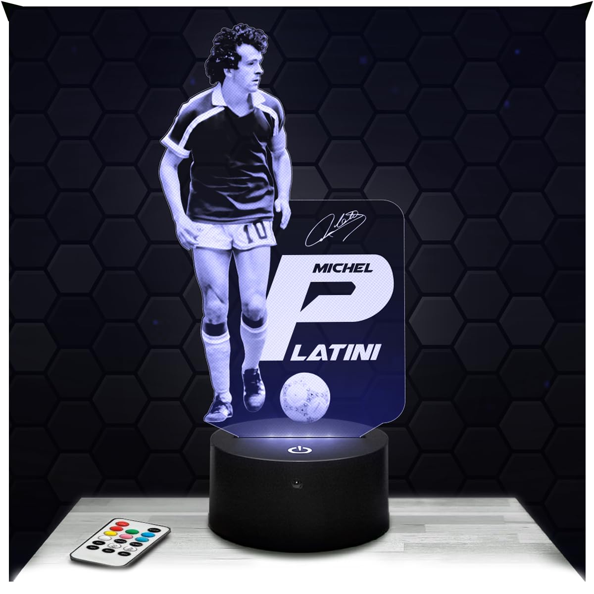 Lampephoto.fr - Michel Platini Football 3D Lamp, Night Light 3D LED Illusion Lamp, Football Player, Sports Object Athlete, Gift idea for Sporty Men, Night Light for Children's Bedroom, Gift idea