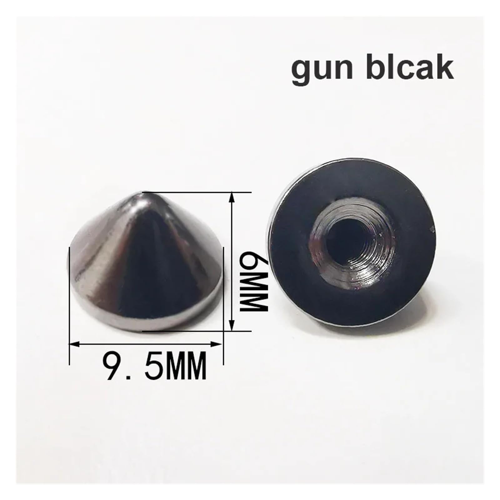 Lote de 10 tachuelas de metal con forma de bala, estilo punk, for bolsos, ropa, cuero, manualidades, teléfono, zapatos, fundas, accesorios de decoración DIY.(Brightyellow 9.5x6mm)