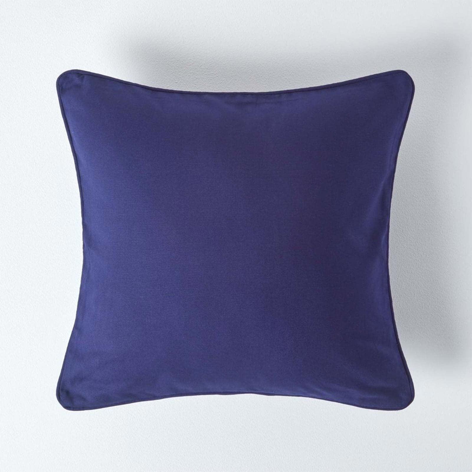 HOMESCAPES - 100% Cotton Plain Navy Cushion Cover - 45 x 45 cm Square - 18 x 18 Inches - Dark British Navy - Sofa Cushion Pillow Cover - Washable