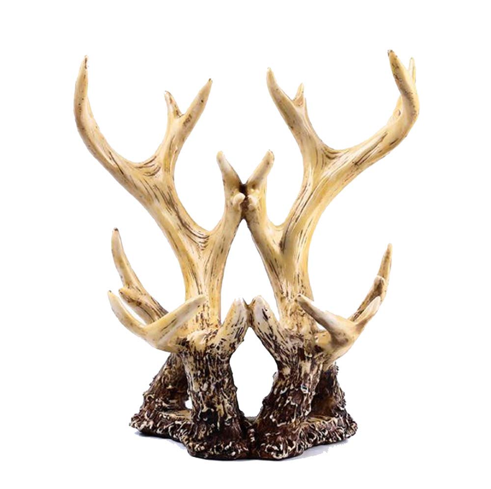JDH Antlers Wine Rack, Resin Deer Wine Bottle Holder Stand Western Cowboy Vintage Decoration Statues Crafts Home Decorations for Offices, Living Rooms, Bedrooms