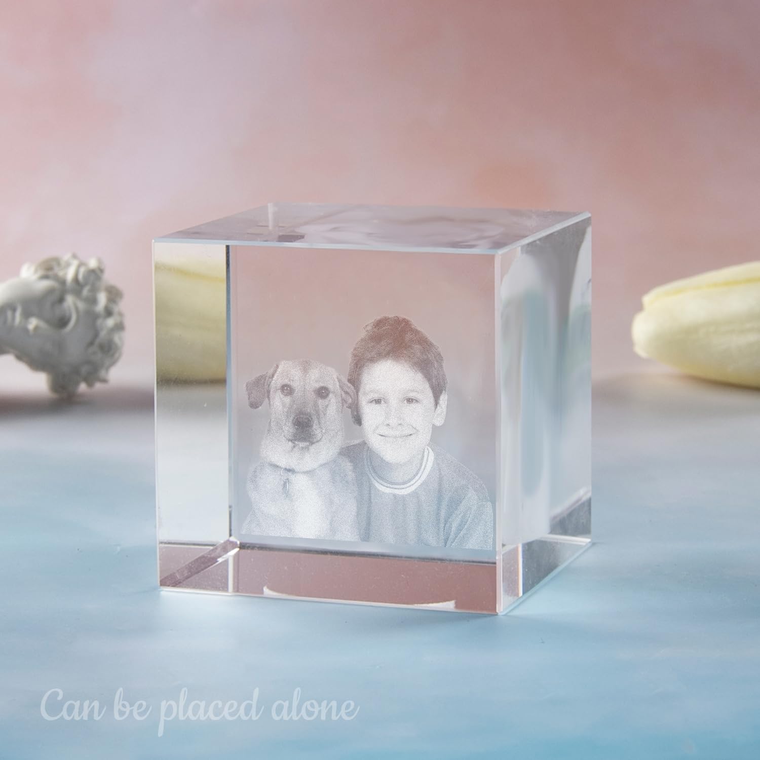 Personalisiertes Kristall Rotation Fotorahmen, Kristall mit Gravur Foto, Desktop-Dekoration, Geschenk mit Bluetooth-Drehlautsprecher, Geschenke zum Kindergeburtstag