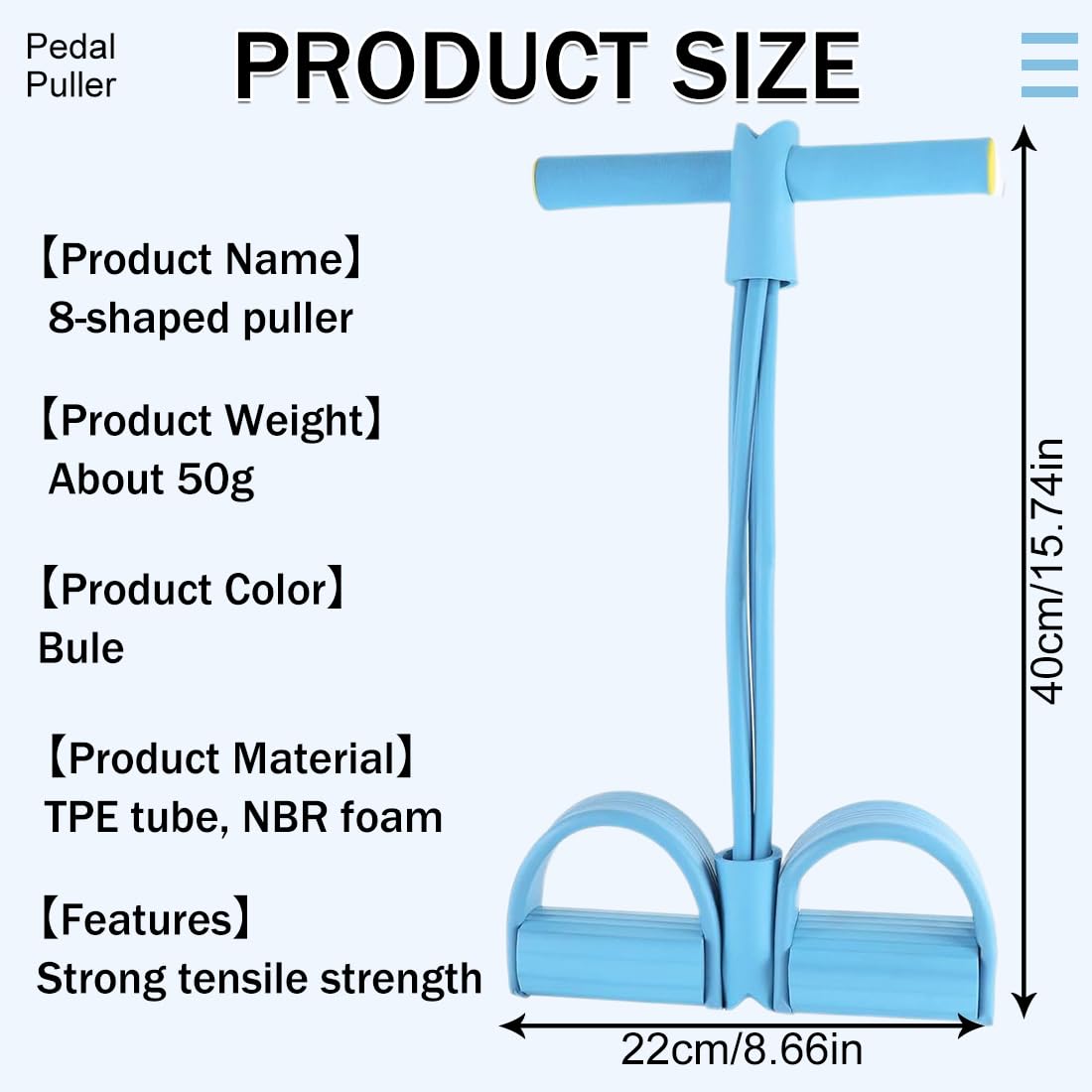 Fascia di Resistenza a Pedale, Corda Elastica con 4 Tubi, Corda Elastica di Trazione Multifunzione, Elastico con Pedali, Allenatore Addominali per Vita/Bracci/Gambe