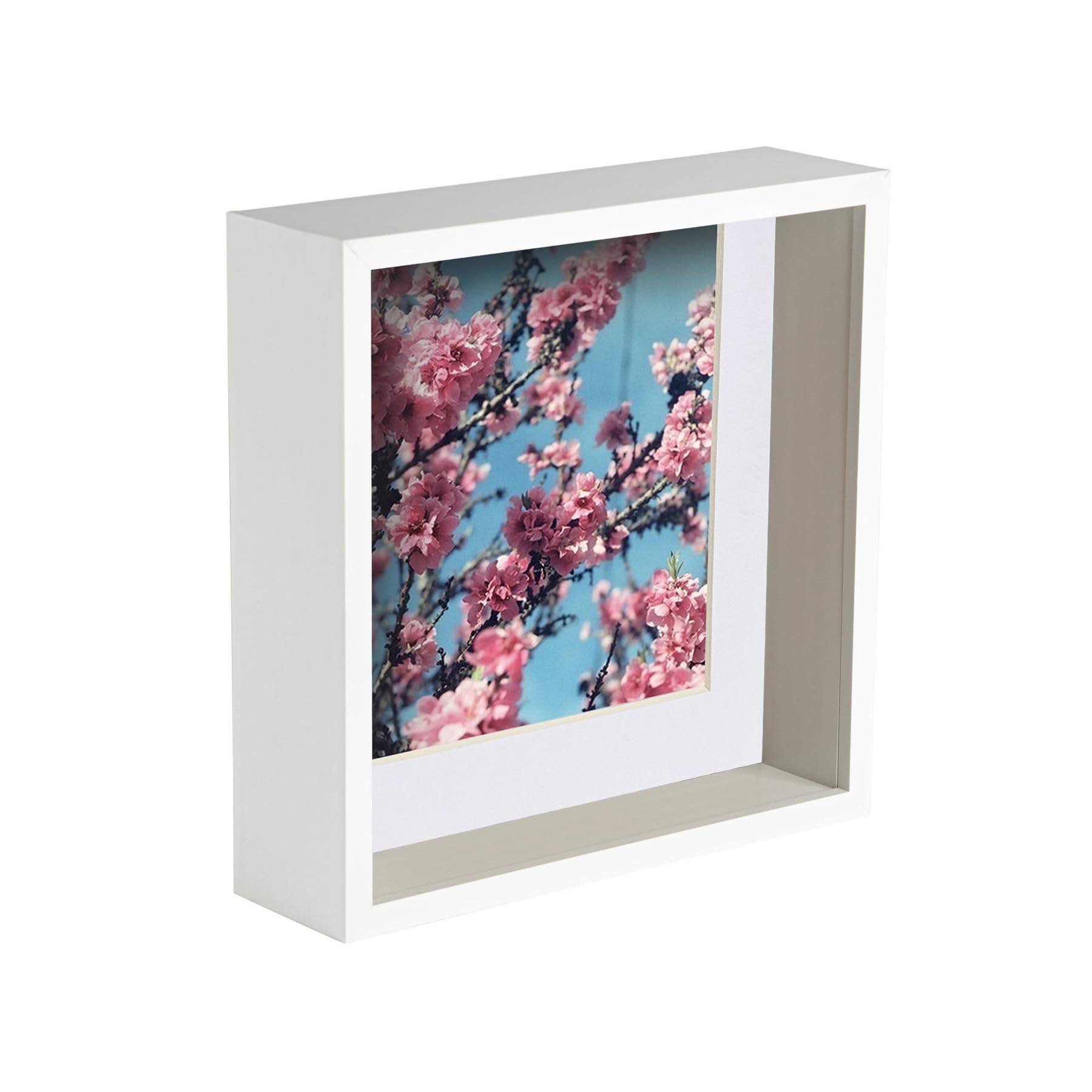 Nicola Spring White 8 X 8 3D Shadow Deep Box Photo Frame - Craft Display Picture Frame With 6 X 6 Mount