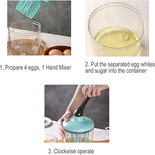 Miniatura 4 de Batidor de huevo/separadores de plástico con manivela de empuje, batidora de mano de gran capacidad, batidor de huevos de mano PP para batidor de