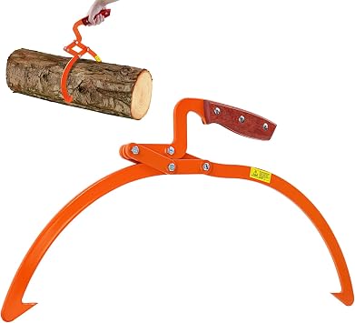 13 Inch Orange Log Tongs, 2 Claw Skidding Tongs with Non-Slip Grip
