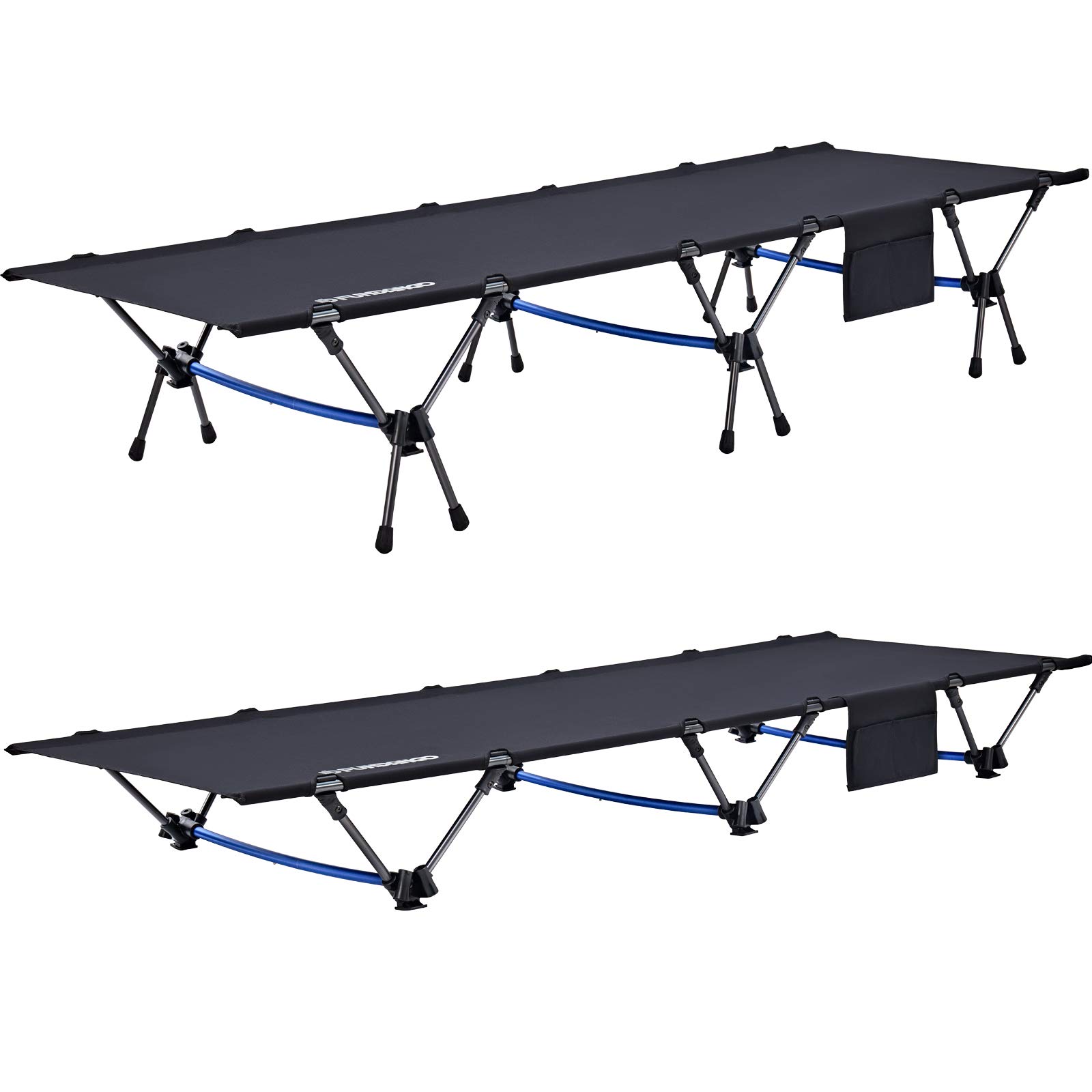 FUNDANGO Heavy Duty Lightweight Folding Camping Cot Bed, Height Adjustable Foldable Sleeping Cot for Adult, Hiking, Camping, Travel, Office Nap, Backpacking, Outdoor, Indoor,Support 330lbs