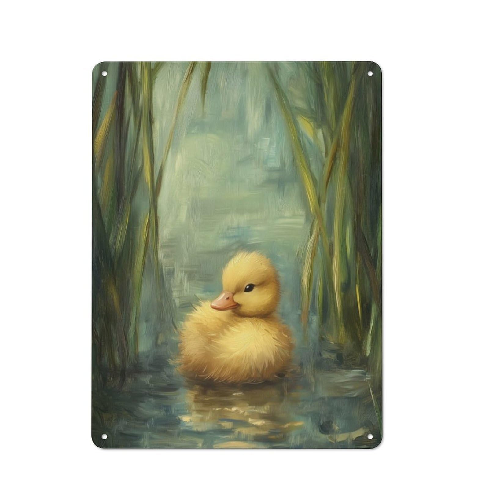 Junmoney Duckling In Pond Retro Tin Wall Plaque 40X30cm For Man Cave Or Games Room, A Decorative Christmas Gift For Man Cave Decor Fans