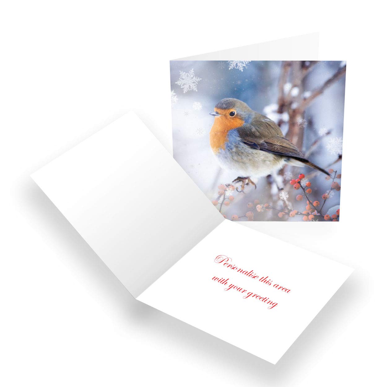 Paper Themes Personalised Christmas Cards Pack of 20- Winter Robin
