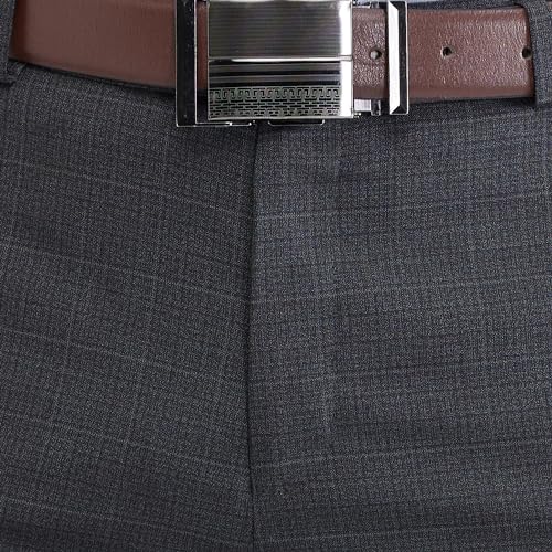 Image of Raymond Men's Mid Rise Slim Fit Checks Pattern Poly Viscose Blend Flat Front Formal Trouser
