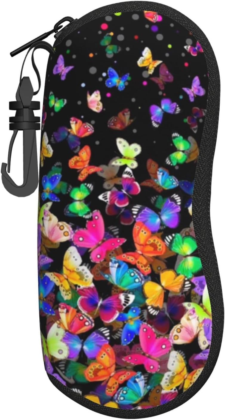 Glasses Case Sunglasses Soft Case Zipper Light Neoprene Eyeglass Pouch with Belt Clip for Women Men