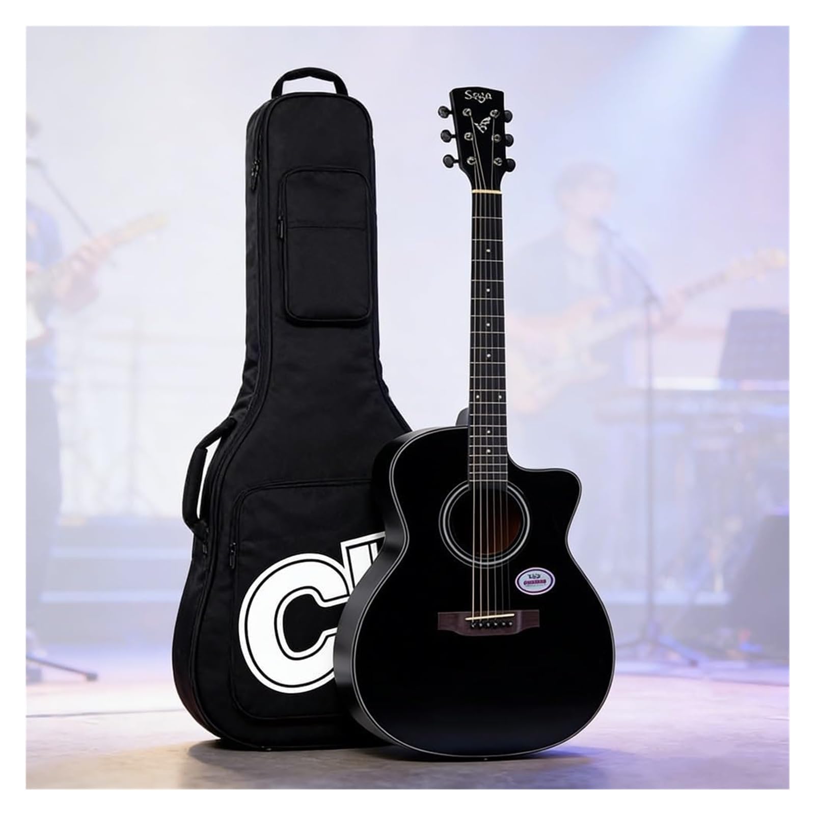 Chitarra acustica, corpo da concerto a spalla mancante, consigliato per persone più alte di 160 cm (nero)