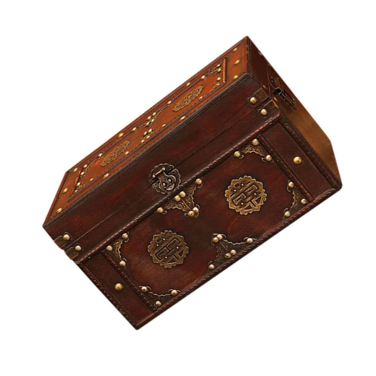GALPADA Vintage Holz Aufbewahrungsbox Braun und Legierung mit Dekorativem Design und Praktischer Ordnungsfunktion für Zuhause und Bastelbedarf