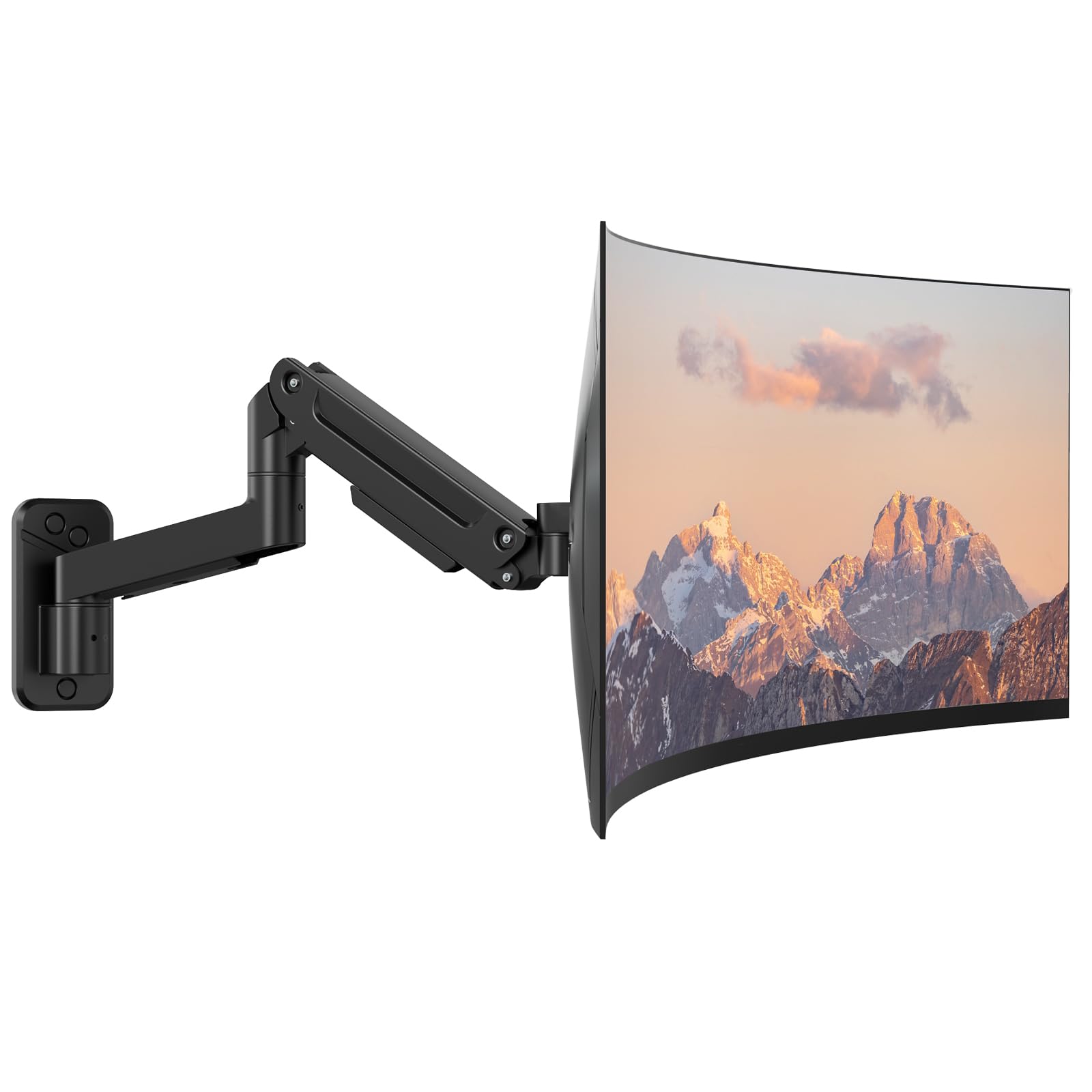 PUTORSEN Soporte Monitor Pared de 17 a 49 Pulgadas hasta 20 kg, Brazo Monitor Pared con Resorte de Gas Completamente Ajustable, Inclinación y Giro, Altura Ajustable, VESA 75/100 mm