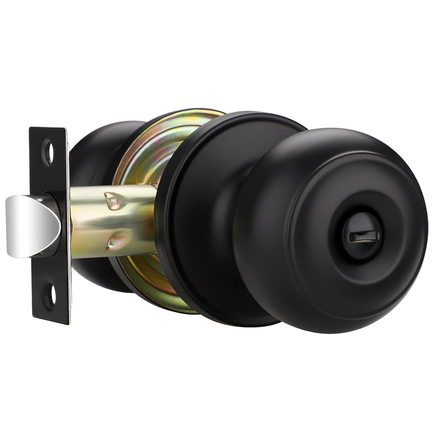 EHOMEWARE 1 Pack Black Door Knobs, Privacy Door Knobs Interior, Bathroom/Bedroom Door Lock, Keyless Round Door Knob, Universal for Left Right Handed