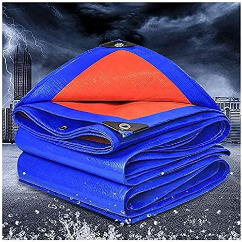 Multipurpose for Outdoor Rain Cloth Tarpaulin Waterproof Heavy Duty Tarp Sheet Cover with Reinforced Grommets Encrypted Grommets The Glossy Surface is More Waterproof (Color : Blue