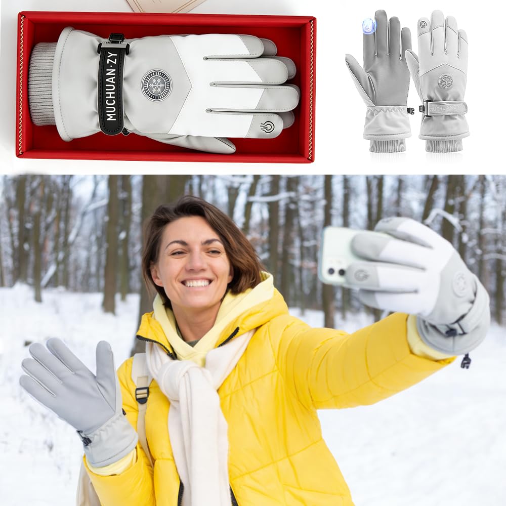 Yadiraom Skihandschuhe Damen Wasserdicht, Winter Handschuhe Damen,Warme Winterhandschuhe Touchscreen Thermohandschuhe Winddicht Handschuhe,Sport für 