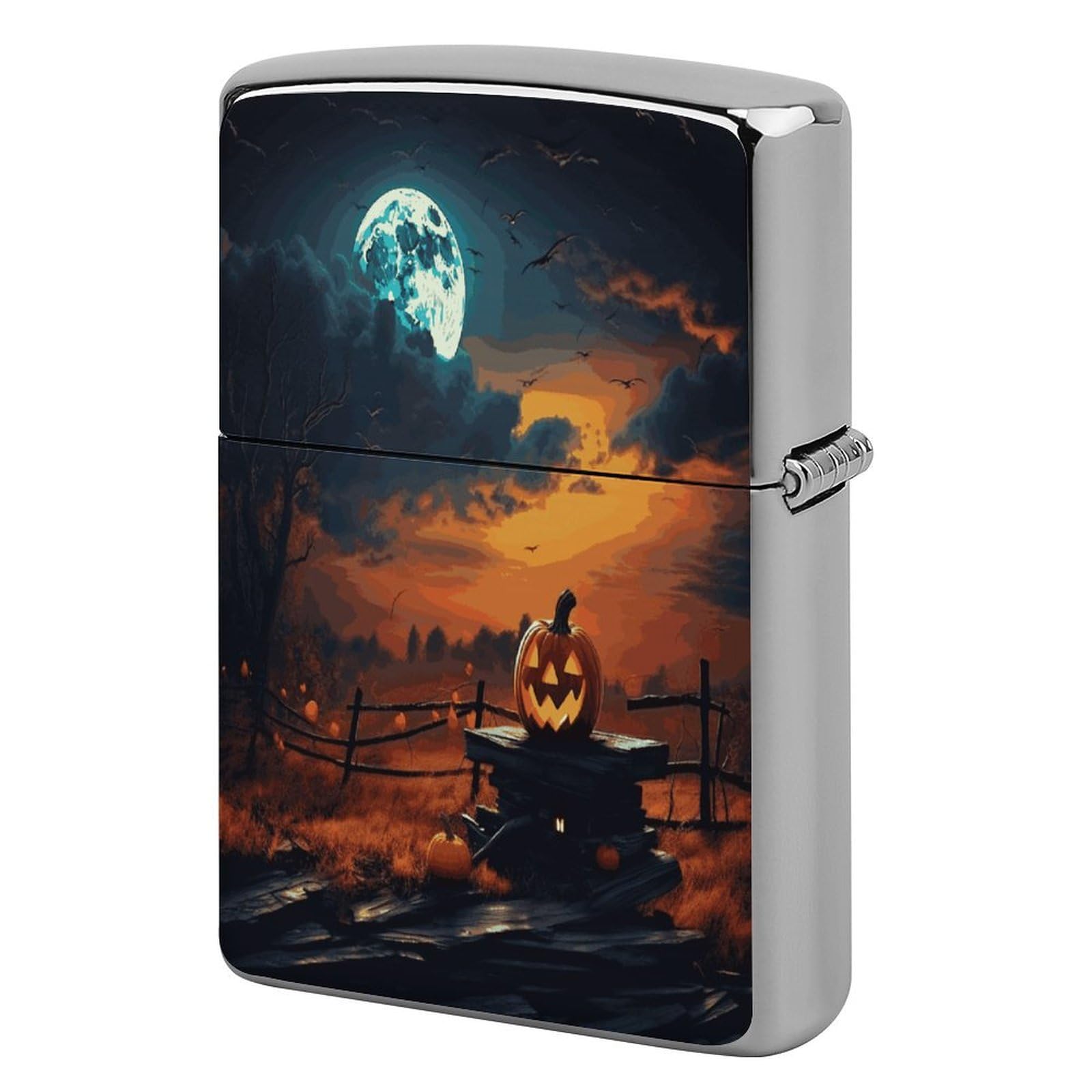Btcowzrv Style Halloween Night Sky Metal Lighter Case Sleeve Cover Holder