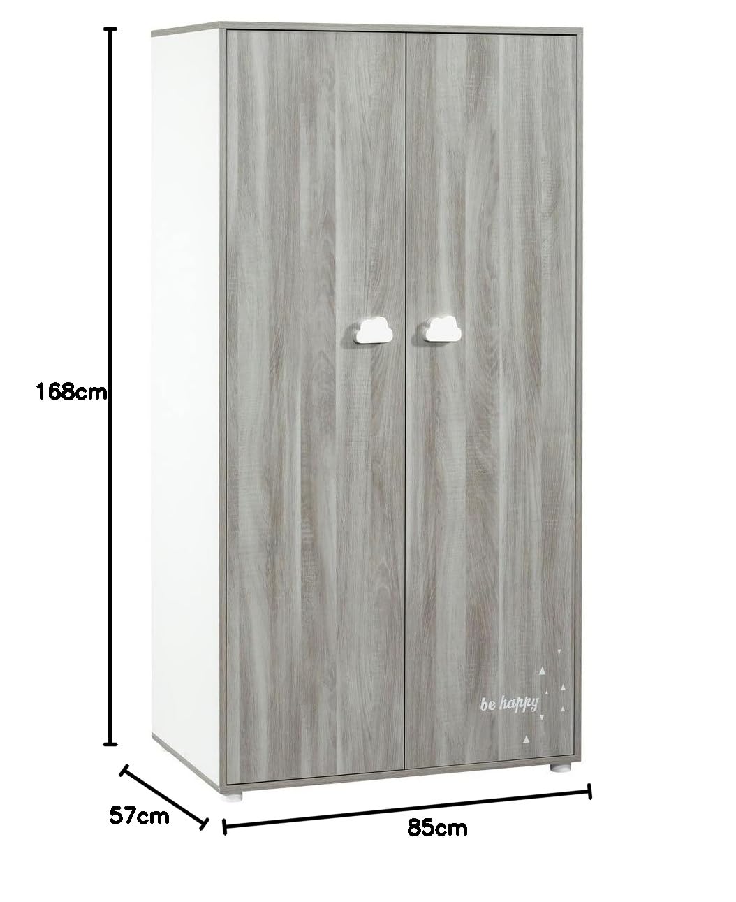 BABY PRICE Armoire 2 Portes 168x85x57cm en Bois