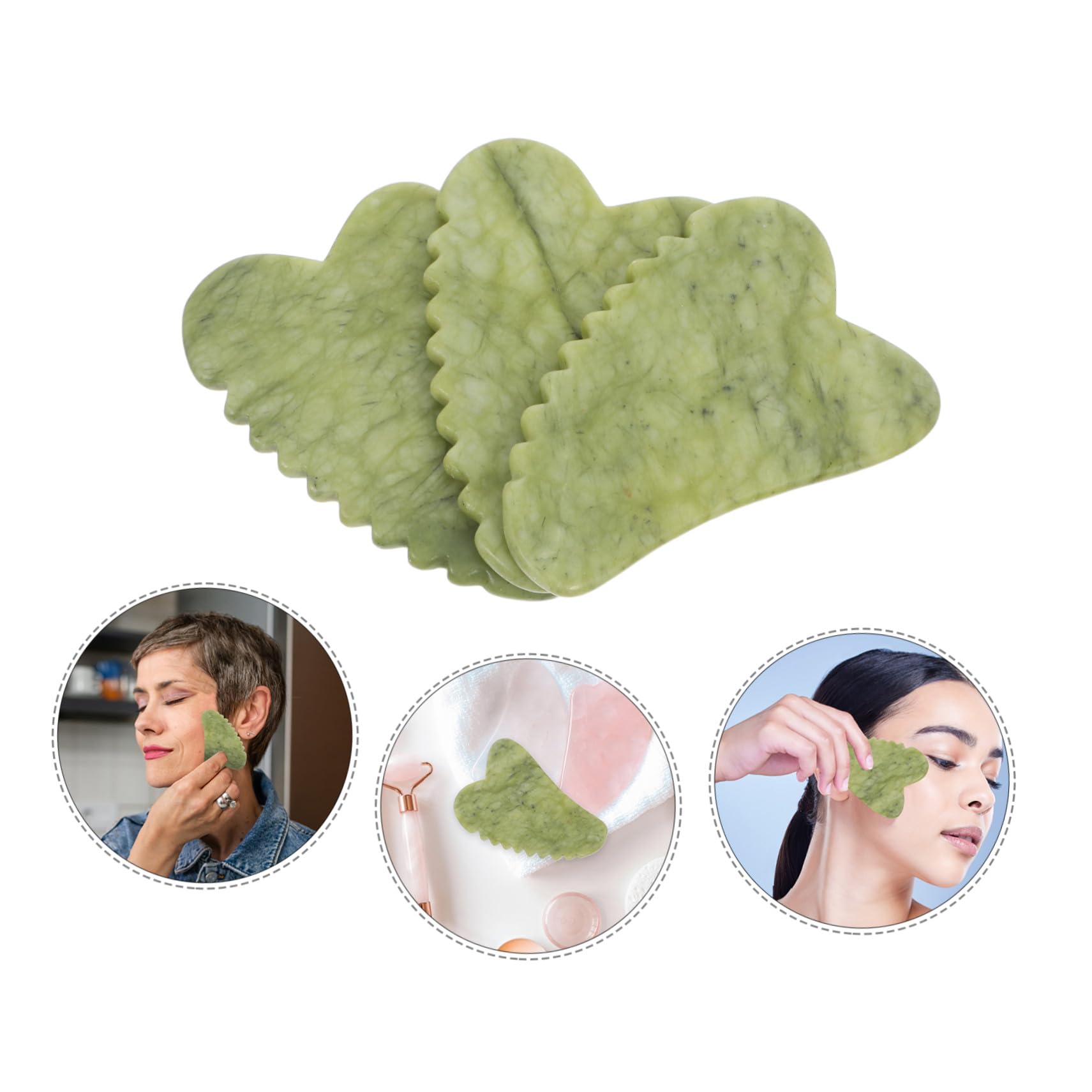 Beaupretty 3stücke Massage-schabbrett für Gesicht aus Jade Gesichts-gua-sha-stein mit Ergonomischem Design Gua-sha-werkzeug zur Hautpflege und Wellness Tragbar und Reisefreundlich Reduces