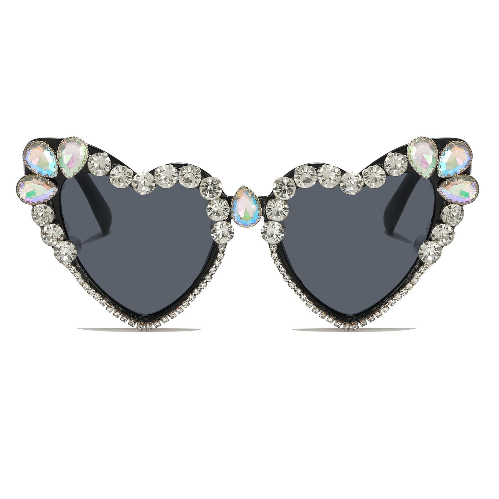 LJCZKALuxury Rhinestone Heart Sunglasses for Womens, Sparkling Sunglasses  Ladies Crystal Love Sun Glasses Bling Party Festival Sunglasses