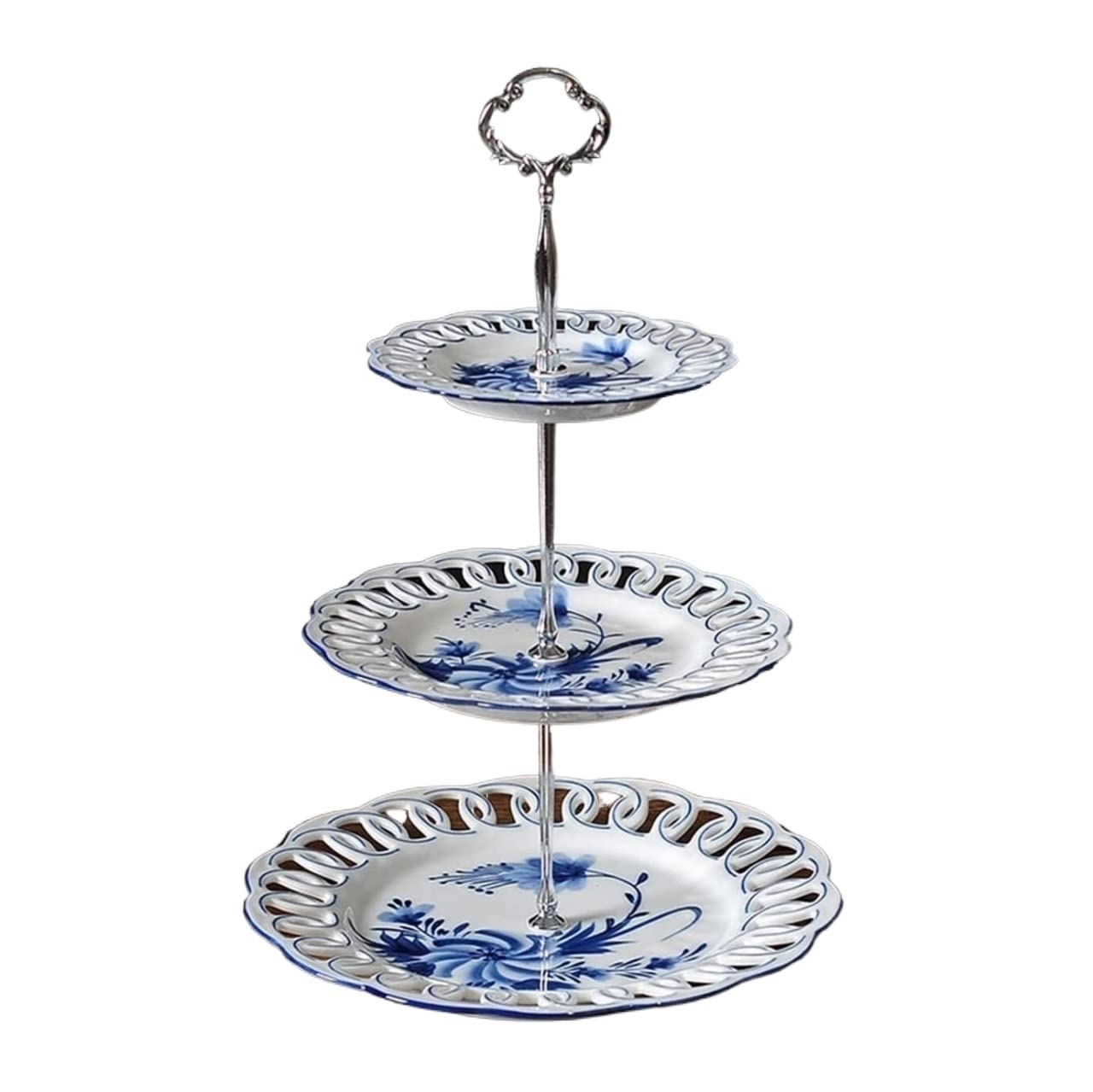 Patera na Owoce Miska na Owoce Kosz na Owoce 3-warstwowy Ceramiczny Talerz Na Owoce Strona Główna Talerz Na Cukierki Porcelanowa Miska Na Owoce Dekoracyjna Stojak na Owoce Koszyk Na Owoce (Color : A