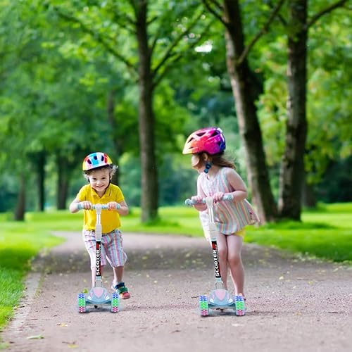 Miniatura 6 de Patinete para niños de 3 a 12 años  Patinete iluminado de 3 ruedas para bebés y niñas de 2 a 5 años, 3 alturas ajustables, cubierta extra ancha,