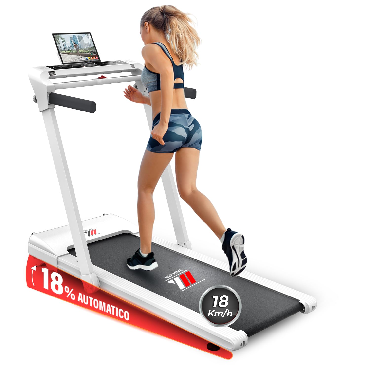 elliptica per corsa 18 km/h surface 45 cm foldable bluetooth