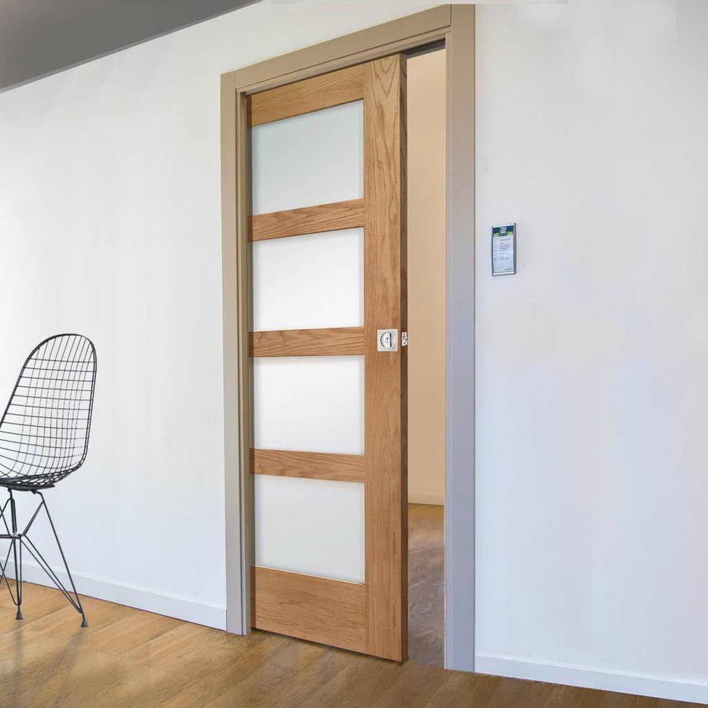 Dontay Pocket Door Keyed Lock, Round Contemporary Entrance Sliding Barn Door Lock Latch, Recessed 2 Sided, 2-3/8 inch Backset, Flush Handles Hardware(Satin Brass,1)