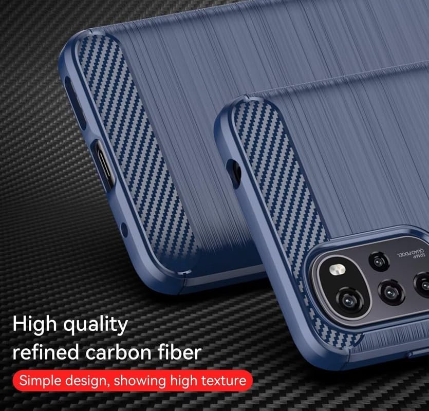 Image of NPRC Hybrid Ultra Slim Protective Case TPU Non-Slip Carbon Fiber Texture Shockproof Case Cover for Moto E22S - Blue