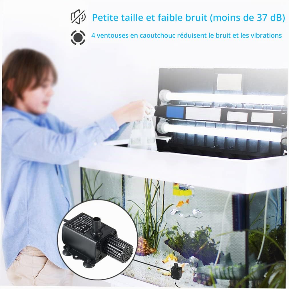 Decdeal Ultra-silencieux Mini USB DC5V 4.8W 300L / H Ascenseur 300cm Pompe à Eau Brushless Fontaine Submersible Étanche avec Fonction d'Ajustement de Débit