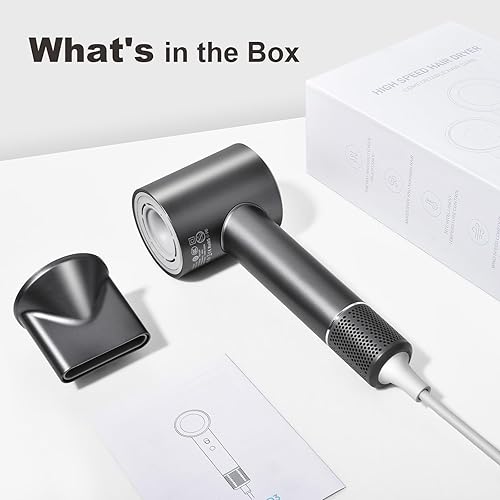 Miniatura 6 de Secador de pelo profesional con boquilla, secador de pelo supersónico de 1875 W con 600 millones de iones negativos, secador de pelo portátil de