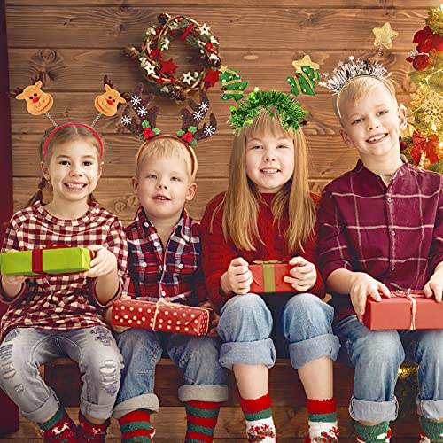 Lurrose Tiaras de Natal, chapéus de festa de elfo, árvore de Natal, renas para cabeça, lantejoulas d