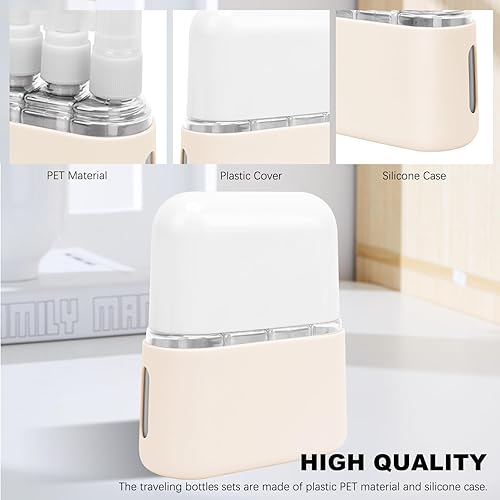 Miniatura 5 de Skycase Botellas de viaje  Artículos de tocador recargables aprobados por la Tsa a prueba de fugas, botellas de líquido 4 en 1, recipientes con