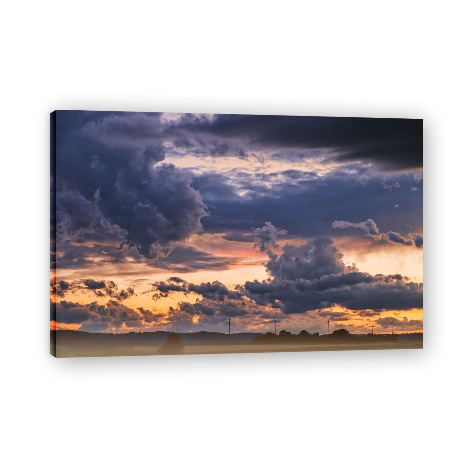 VHdfgTY The Sky Grew DarkBlue Mountain Landscape Canvas Wall Art Nature Print Modern Home Decor 70x105cm Framed