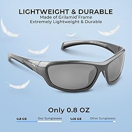 KastKing Hiwassee Polarized Sport Sunglasses for Men and Women, Gloss Metalic Gun, Smoke - Silver Mirror