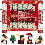 KreativeKraft Weihnachten Knallbonbons, Ohne Knall Christmas Crackers mit Spielzeug, Partyhüte, Witze, Kleines Geschenk im Inneren, Tischdekoration (Mehrfarbige Blöcke)