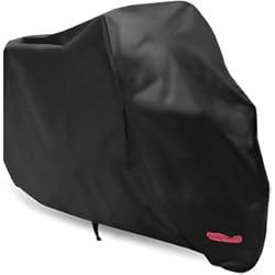Funda para Moto 210D Funda Protector Cubierta de Moto Impermeable a Prueba de Polvo Protector UV con Agujeros de Bloqueo Cubierta contra Viento Negro (245 * 105 * 125CM)