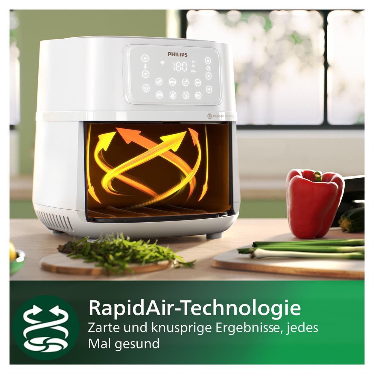 Philips Airfryer 5000-Serie XXL, 7,2L (1,4Kg) - 6 Portionen, 16-in-1 Airfryer, Wifi verbunden, 90% weniger Fett mit Rapid Air Technologie, HomeID App, Weiß(HD9285/00)