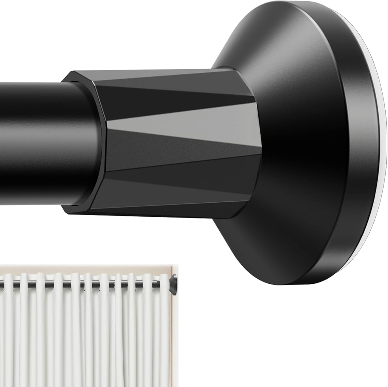 TasticTotes Shower Curtain Rod 30-74 Inch, 1" Diameter Adjustable Spring Tension Rod No Drill Required, Rustproof Stainless Steel, Anti-Slip Bathroom Rod, Black