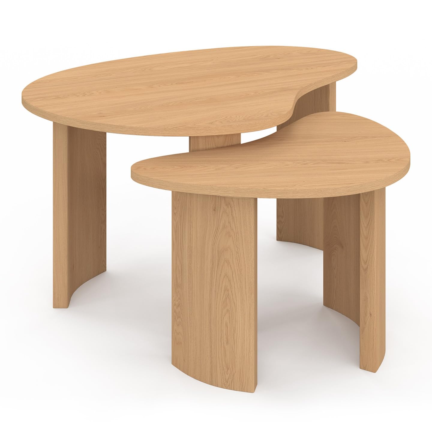 IDMarket Coline 70/50 - Mesa baja nido (2 unidades, madera de haya)