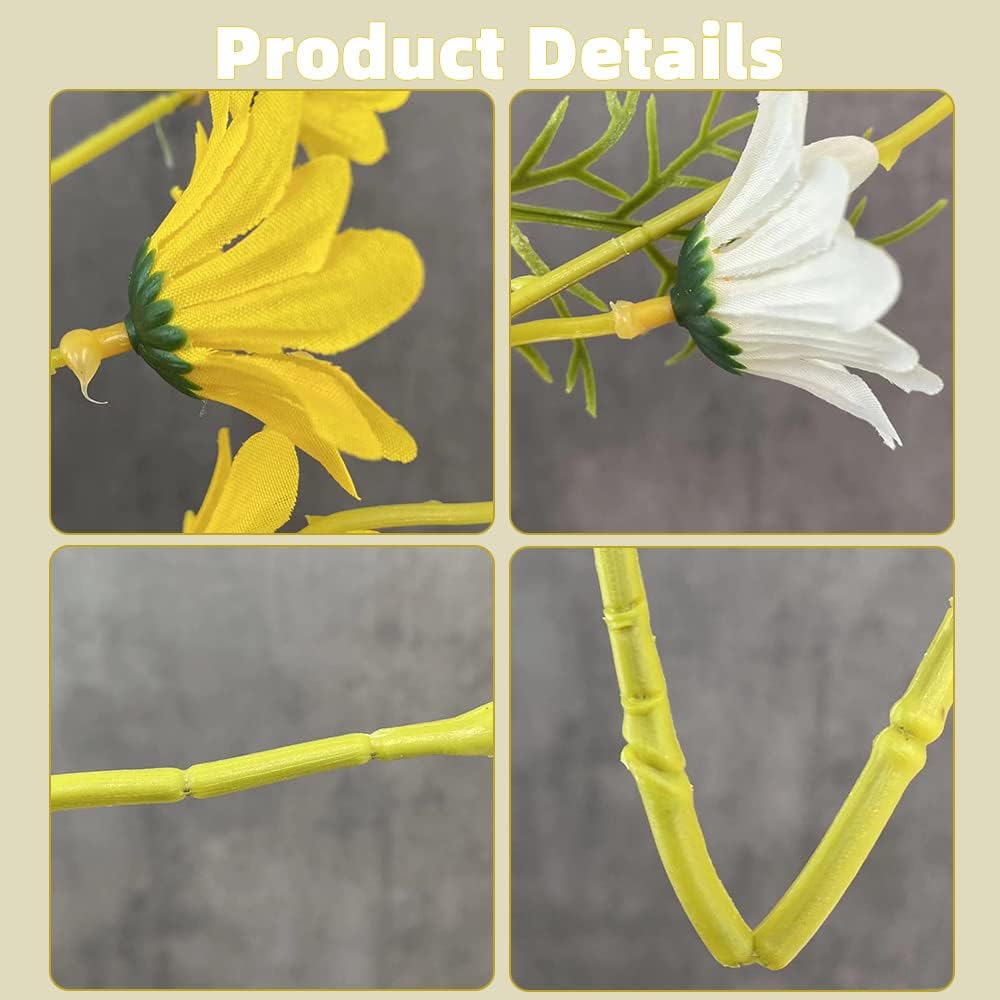 Artificial Daisy Flowers 6 Bundles 21” Faux Silk Daisy Flowers with Stems for Home Garden Vase Decor
