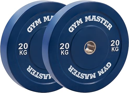 GYM MASTER 2" Coloured Rubber Bumper Plates for Olympic Barbell Weight Lifting