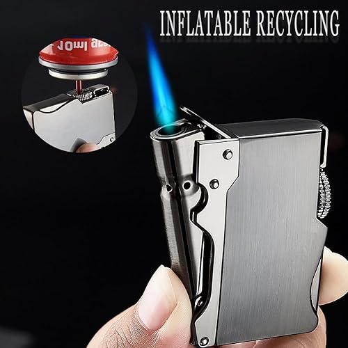 Miniatura 3 de WEQTETJU Encendedor de antorcha, fresco, diseño único, inflable y ajustable, encendedor de butano, regalo para hombres (butano no incluido) (negro)