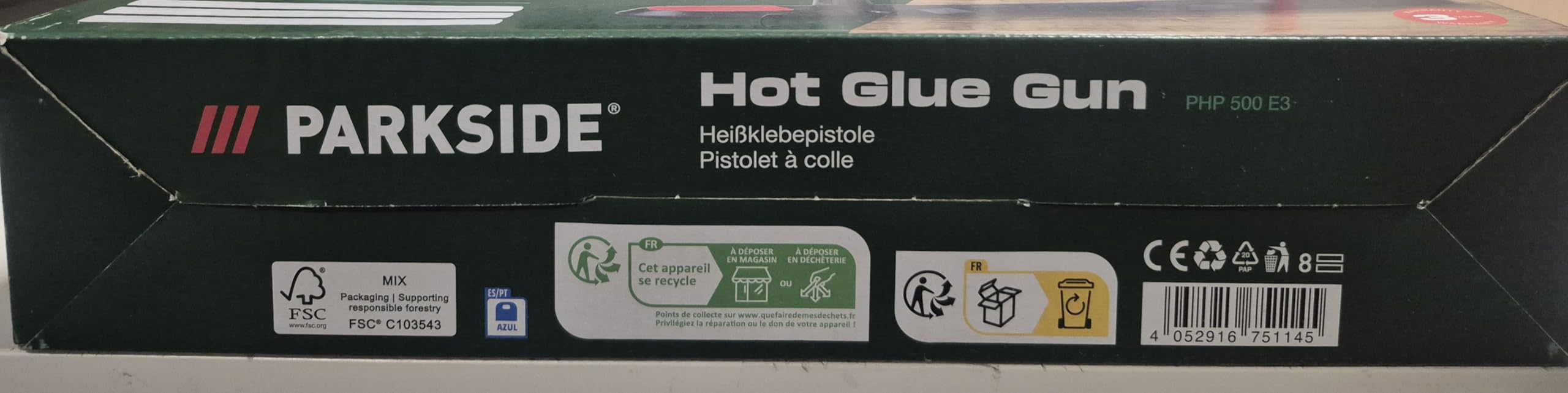 PARKSIDE® PHP 500 E3 Pistola per colla a caldo senza fili 25W, impugnatura: Ø 11 mm, 200 °C, pistola per colla 200°