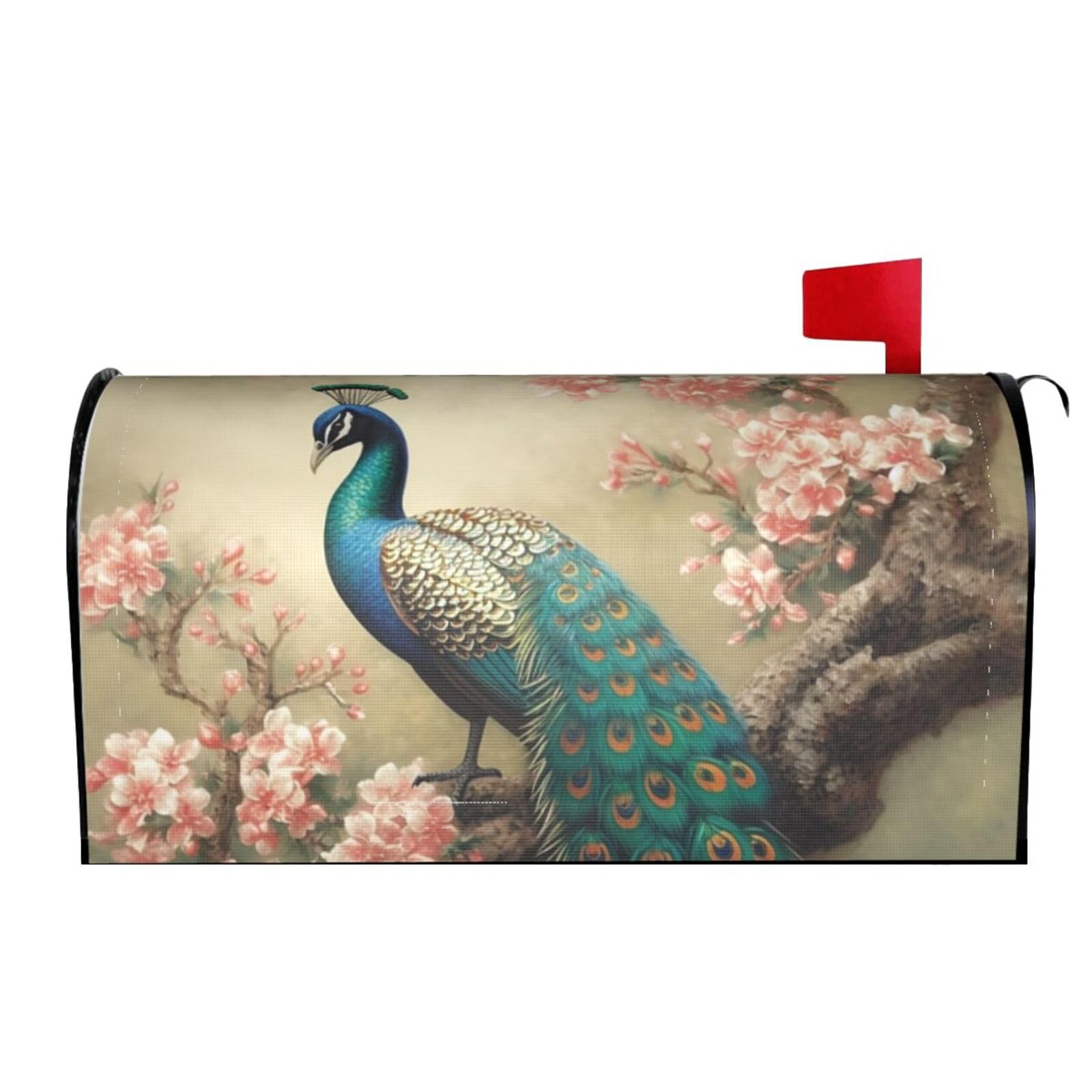Spring Summer Mailbox Covers Magnetic Letter Post Box Cover Oriental Peacock Mailbox Wrap Decoration Mailbox Post Cover for Garden Yard Outside Welcome Decor 21x18 in