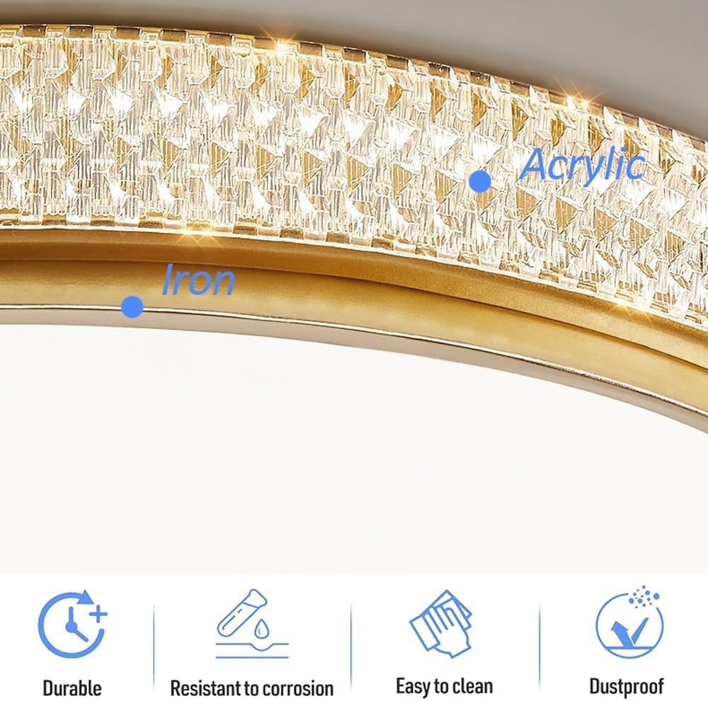 Modern Ceiling Light Fixture, 3-color Dimming LED Round Flush Mount Ceiling Lighting, Minimalist Close to Ceiling Lamp for Kitchen Hallway Bedroom Bathroom Laundry Living Room