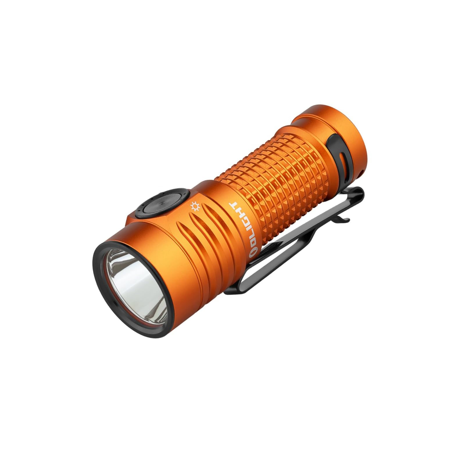 BatonTurbo Rechargeable EDC Flashlight 1000 Lumens Compact Bright LED Light Dual-Switches with 510 Meters, Powerful Pocket Flashlights with Two-Way Clip for Home, Hiking and Emergency (Orange)